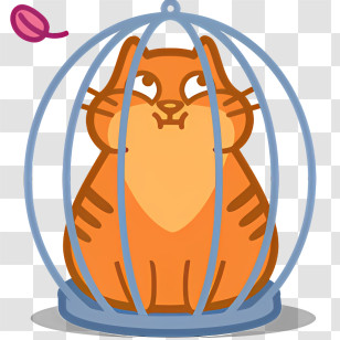 Cartoon Cat - Orange Cat In Cage Cartoon Illustration Transparent PNG