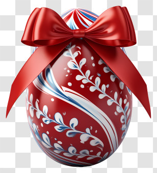 Easter Egg - Decorative Easter Egg With Red Bow Transparent PNG