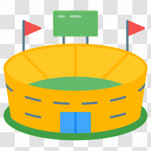 Football Pitch - Yellow Stadium With Flags And Scoreboard Transparent PNG