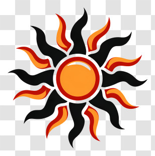 Burning Sun Symbol - Sun Illustration With Flames Transparent PNG