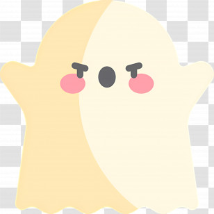 Halloween Ghost - Cute Cartoon Ghost With Pink Cheeks Transparent PNG