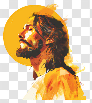 Jesus - Spiritual Portrait With Halo And Bright Colors Transparent PNG