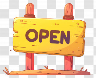 Open Sign - Yellow Wooden Open Sign Transparent PNG