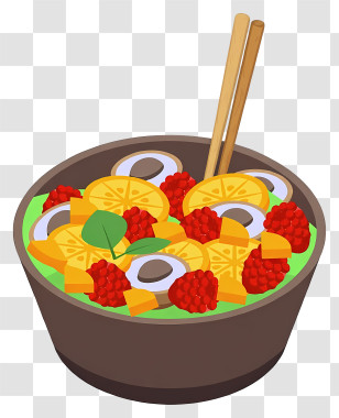 Bowl Of Mixed Food - Vibrant Fruit Bowl With Chopsticks Transparent PNG