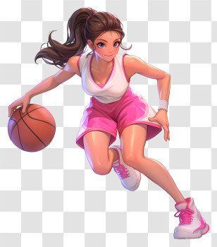 Anime Basketball Player - Anime Girl Playing Basketball Energetically Transparent PNG