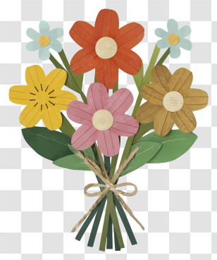 Bouquet Colored Flowers Ribbon Black Background Paper Flowers Transparent PNG
