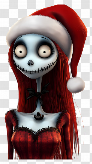 Sally - Santa Hat Character With Wide Eyes Transparent PNG
