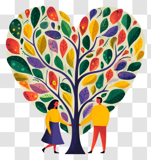 Heart Shaped Tree - Heart-Shaped Tree With Couple Transparent PNG