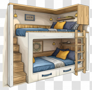 Bunk Beds - Cozy Wooden Bunk Bed Transparent PNG