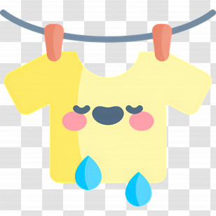 Hanging Cloth - Cute Yellow Wet Shirt Hanging On A Line Transparent PNG