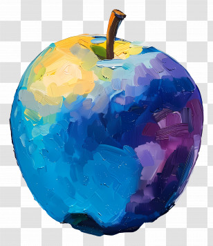 Oil Painting - Colorful Painted Apple Transparent PNG