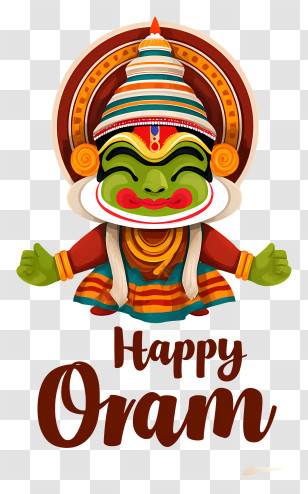 Happy Onam Text - Happy Onam With Kathakali Dancer Transparent PNG