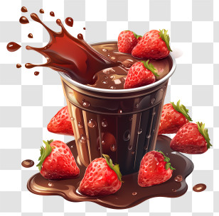 Chocolate Milk - Chocolate Splash With Strawberries Transparent PNG