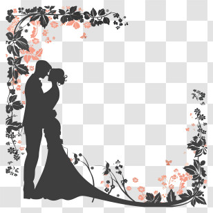 Wedding Frame - Romantic Wedding Silhouette Transparent PNG