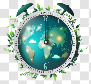 Earth Hour - Earth Clock Illustration Transparent PNG
