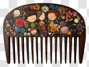 Hair Comb - Decorative Comb With Floral Design Transparent PNG