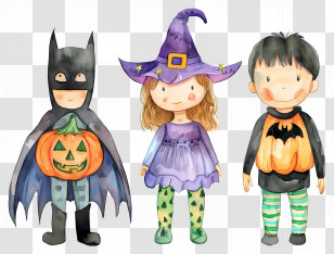Halloween Kids - Children In Fun Halloween Costumes Illustration Transparent PNG
