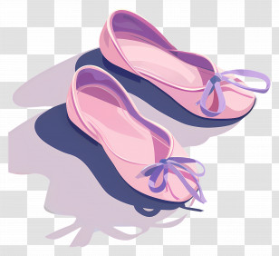 Watercolor Shoes - Pink Ballerina Shoes With Ribbons Transparent PNG