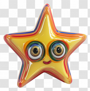3d Star - Yellow Star With Eyes Transparent PNG
