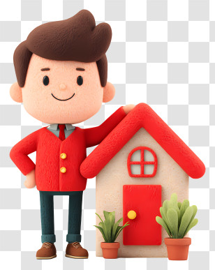 Man Promoting House For Sale - Small Cute Doodle House Transparent PNG