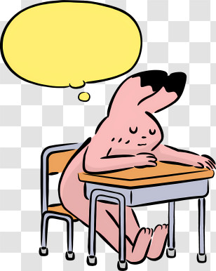 Cartoon Character - Bored Cartoon Character With Thought Bubble Transparent PNG