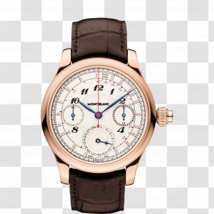Villeret Montblanc Chronograph Watch Movement - Strap - Gold Coffee Color Male Transparent PNG