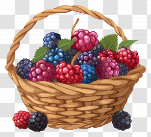 Summer Berries - Basket Of Juicy Assorted Berries Transparent PNG