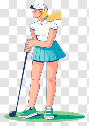 Golf Player - Female Golfer Cartoon Illustration Transparent PNG