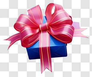 Gift Box - Blue Gift Box Wrapped With Pink Ribbon Bow Transparent PNG