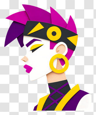 Pop Art Girl - Paper-cut Punk Profile Transparent PNG