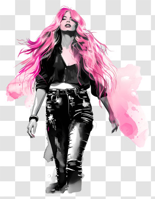 Taylor Swift Silhouette - Fashionable Woman With Pink Hair Illustration Transparent PNG