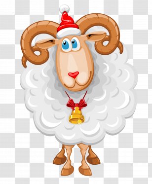 Sheep Christmas Cartoon Clip Art - Vector Wearing Hats Transparent PNG