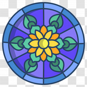 Mandala - Colorful Stained Glass Flower Art Transparent PNG