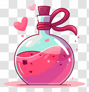 Love Potion - Cute Pink Love Potion Cartoon Illustration Transparent PNG