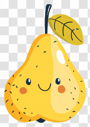 Cartoon Smiling Yellow Pear - Smiling Yellow Pear In Cartoon Style Transparent PNG