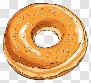 Brown Bagel With Sesame Seeds - Illustration Of A Brown Sesame Bagel Transparent PNG