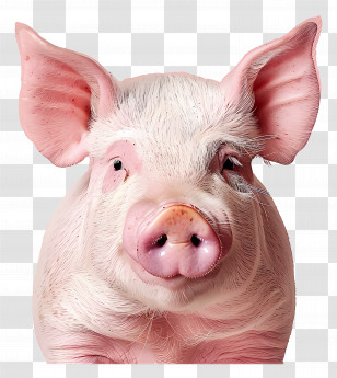 Pig - Cute Realistic Pig Illustration With Pink Skin Transparent PNG