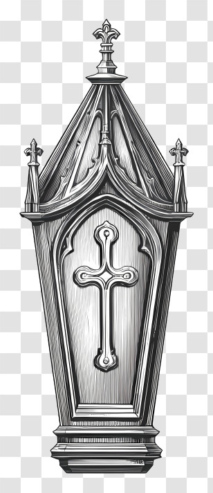 Gothic Coffin - Vintage Coffin Illustration Transparent PNG
