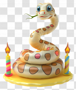 Animal - Cartoon Snake With Birthday Candles Transparent PNG