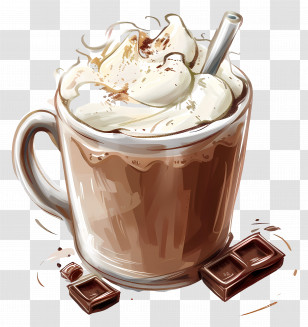 Hot Chocolate - Hot Chocolate With Cream In Mug Transparent PNG
