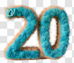 Number 20 - Furry Blue Number 20 Transparent PNG