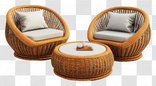 Patio Furniture - Stylish Rattan Furniture Set Transparent PNG