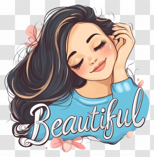 Beautiful Girl - Smiling Woman With Long Hair Transparent PNG