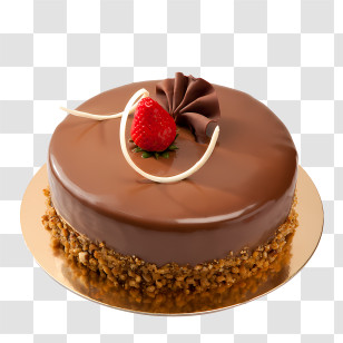 Chocolate - Rich Chocolate Cake With Strawberry Decoration Transparent PNG