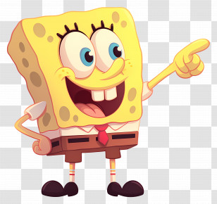 Spongebob Squarepants - Cartoon Sponge Character Pointing Transparent PNG
