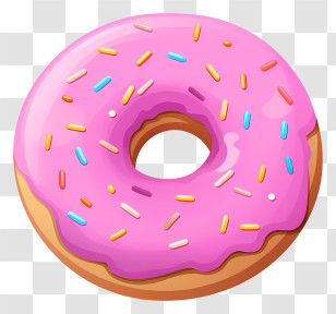 Pink Donut - Pink Donut With Sprinkles Illustration Transparent PNG
