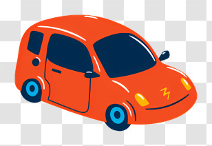 Electric Car - Cute Red Cartoon Car Illustration Transparent PNG
