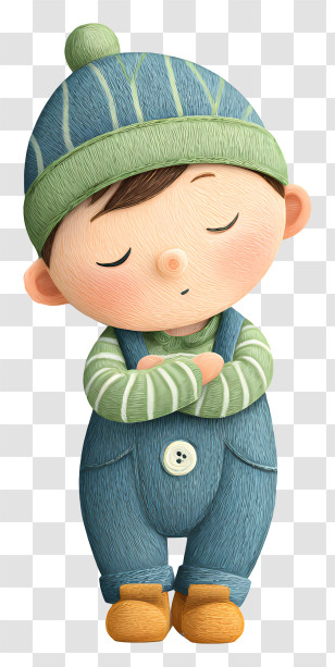 Sleeping Baby Boy - Sleeping Child In Winter Clothes Transparent PNG