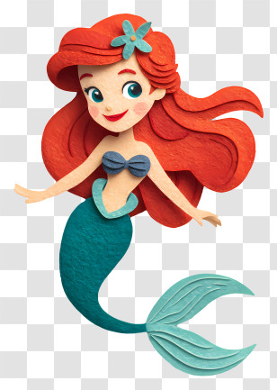 Ariel - Red Haired Mermaid With Green Tail Transparent PNG