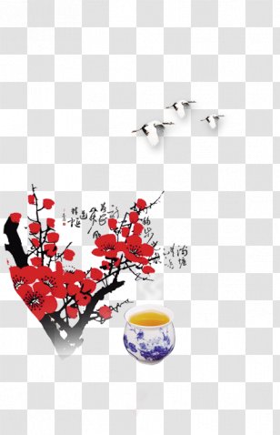 Plum Blossom Ink - Creative Transparent PNG